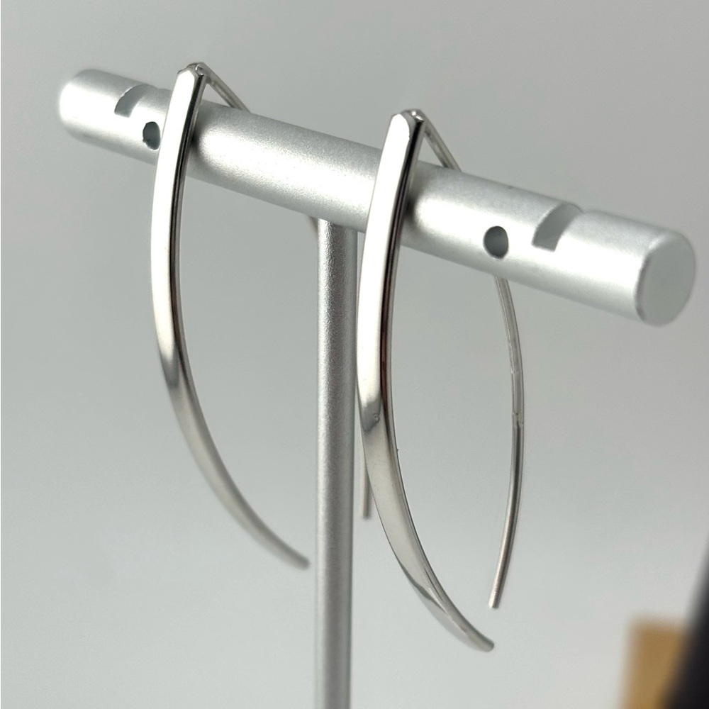 Rhodium Plated Long Wire Earrings